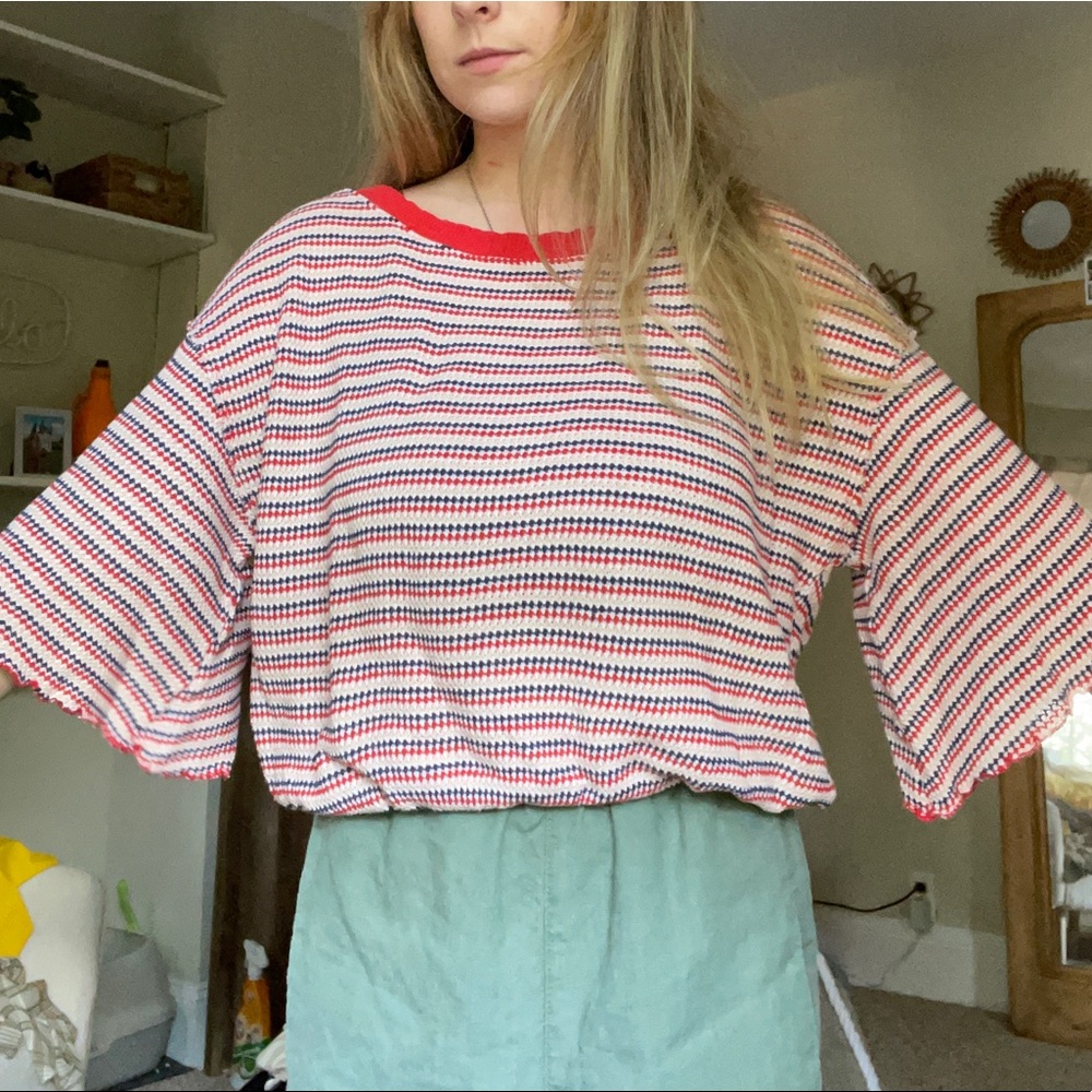 XS Free People striped billowy top